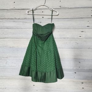 The Limited Strapless Green Eyelet A Line Dress. Size 4